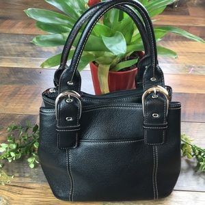 Tignanello Black Leather Hand Bag EUC